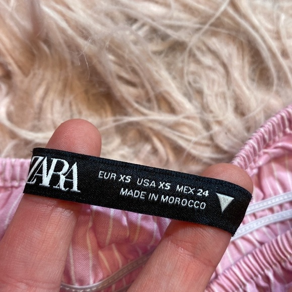 Zara Pink Poplin Striped Crop Top - Picture 3 of 8